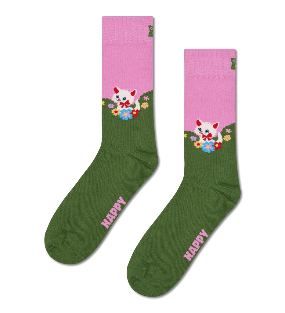 Kitten And Flowers Sock