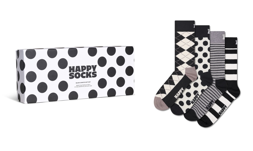 4-Pack Black And White Socks Gift Set